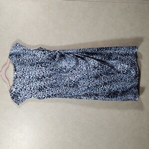 03088 Elie Tahari black & gray animal print knit sleeveless dress S